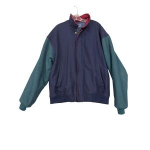 Vintage Pendleton Wool Jacket Mens LT Navy Green Thinsulate Bomber Made USA 90s‎